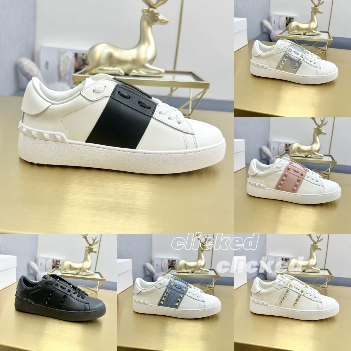 Designer Sneakers Women Men Flat Riveted Sneakers Luxury Leather Spliced Sports Shoes Vintage Casual Shoes Low Top White Pink Women Classic Fashion Tennis Shoes