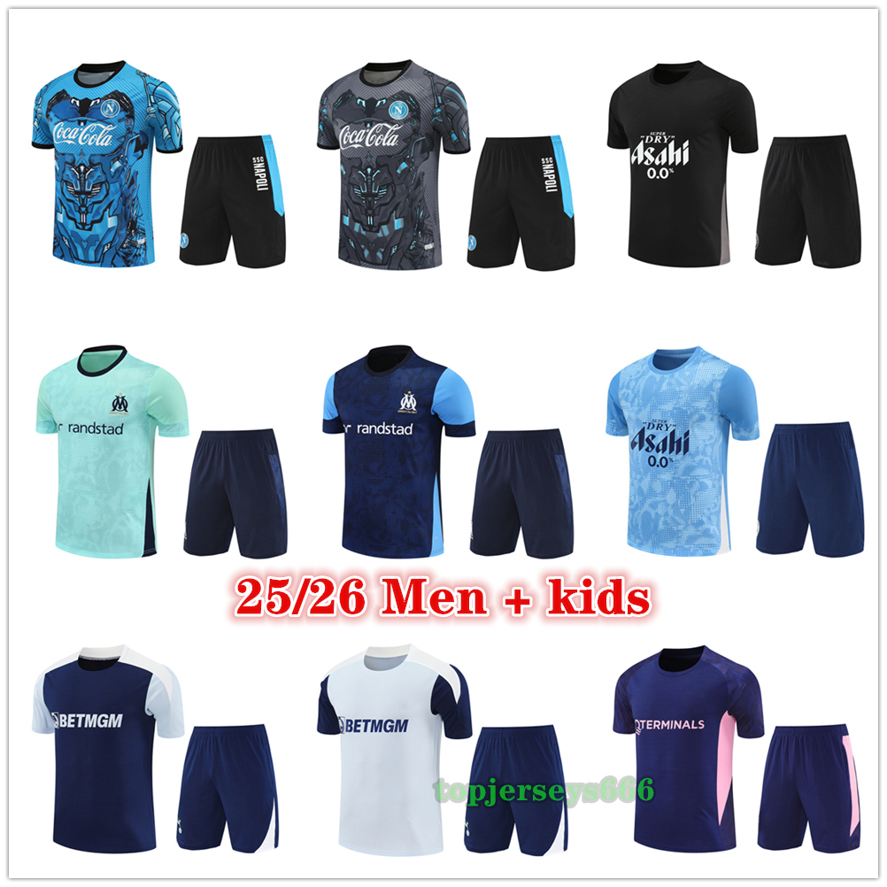 2025 2026 om Napoli football tracksuit soccer jerseys training shirt shorts Men and kids 24 25 26 shirts jersey kit Maillot de Foot maglia camiseta