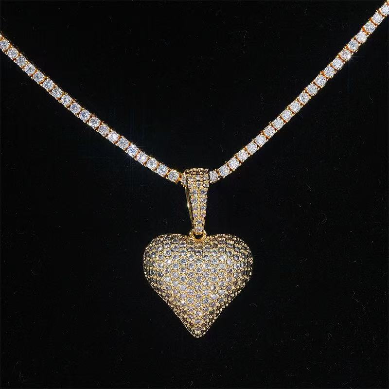 Custom Love tennis chain Sterling sier vvs hip-hop Ice Out Jewelry Fashion Cross pendant 4mm 5mm moissanite necklace free shipping