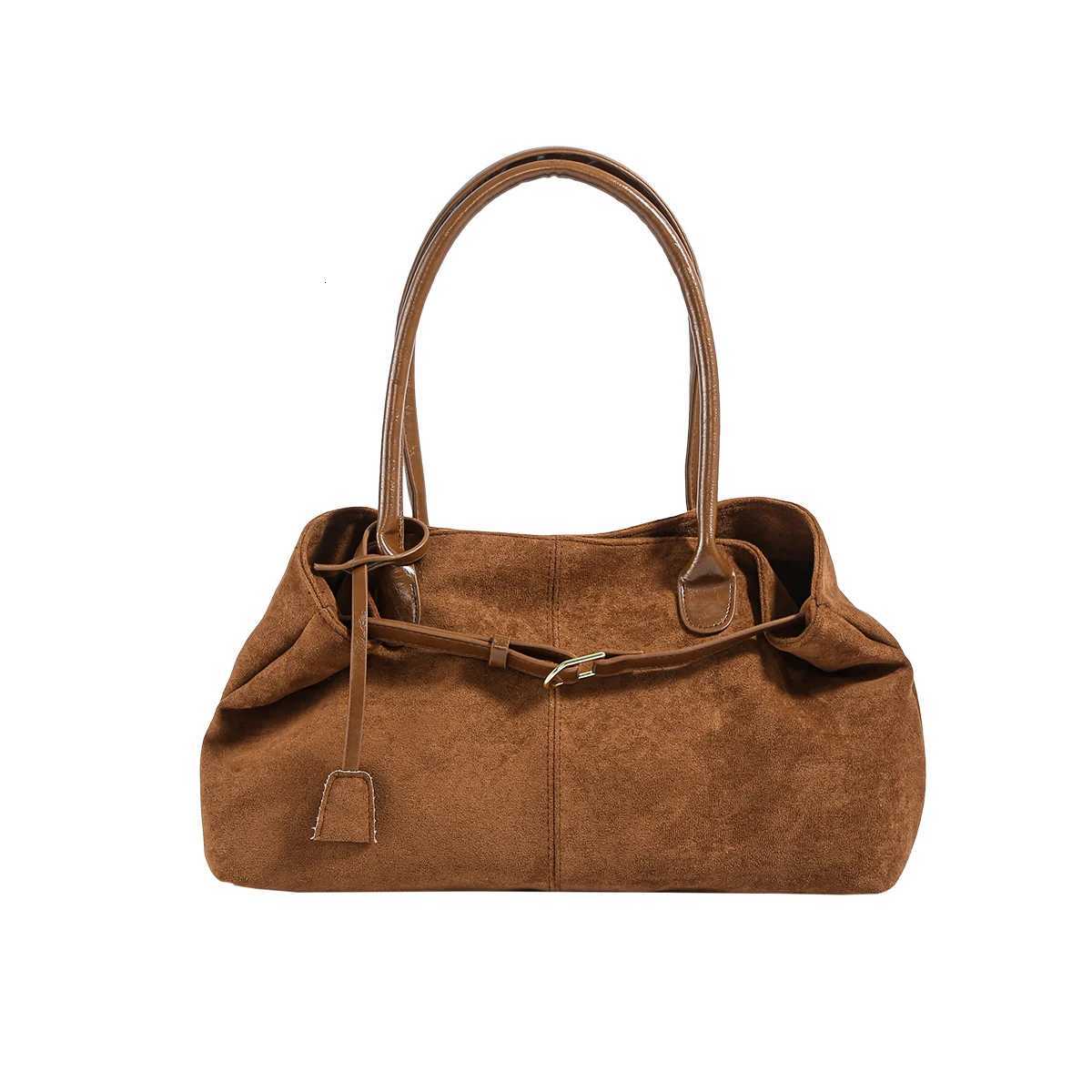 Autumn Winter Womens Suede Underarm Tote Bag Large Capaci Commuter Bag Handbag Trendy 2025 New Sle Soft Leather H250823