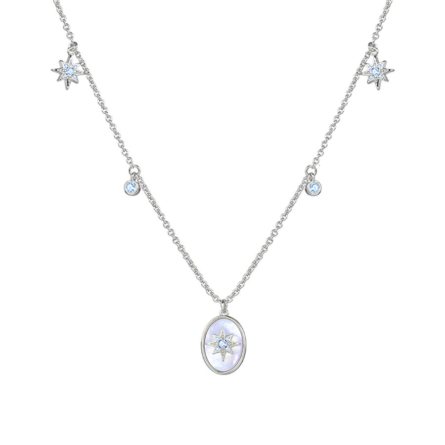 Real Gold Plated Dia Inlaid Mother-of-Pearl Oval Necklace Light High-End Clavicle Chain Palace Style Women's Jewelry - view 7