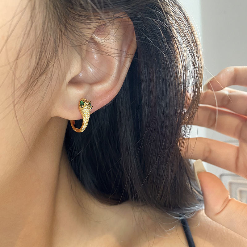 Free shipping designer jewelry Light Luxury Personality Micro Inlaid Zircon Snake-shaped Earrings for Women Niche Design High-end Earrings 2025 New Ea