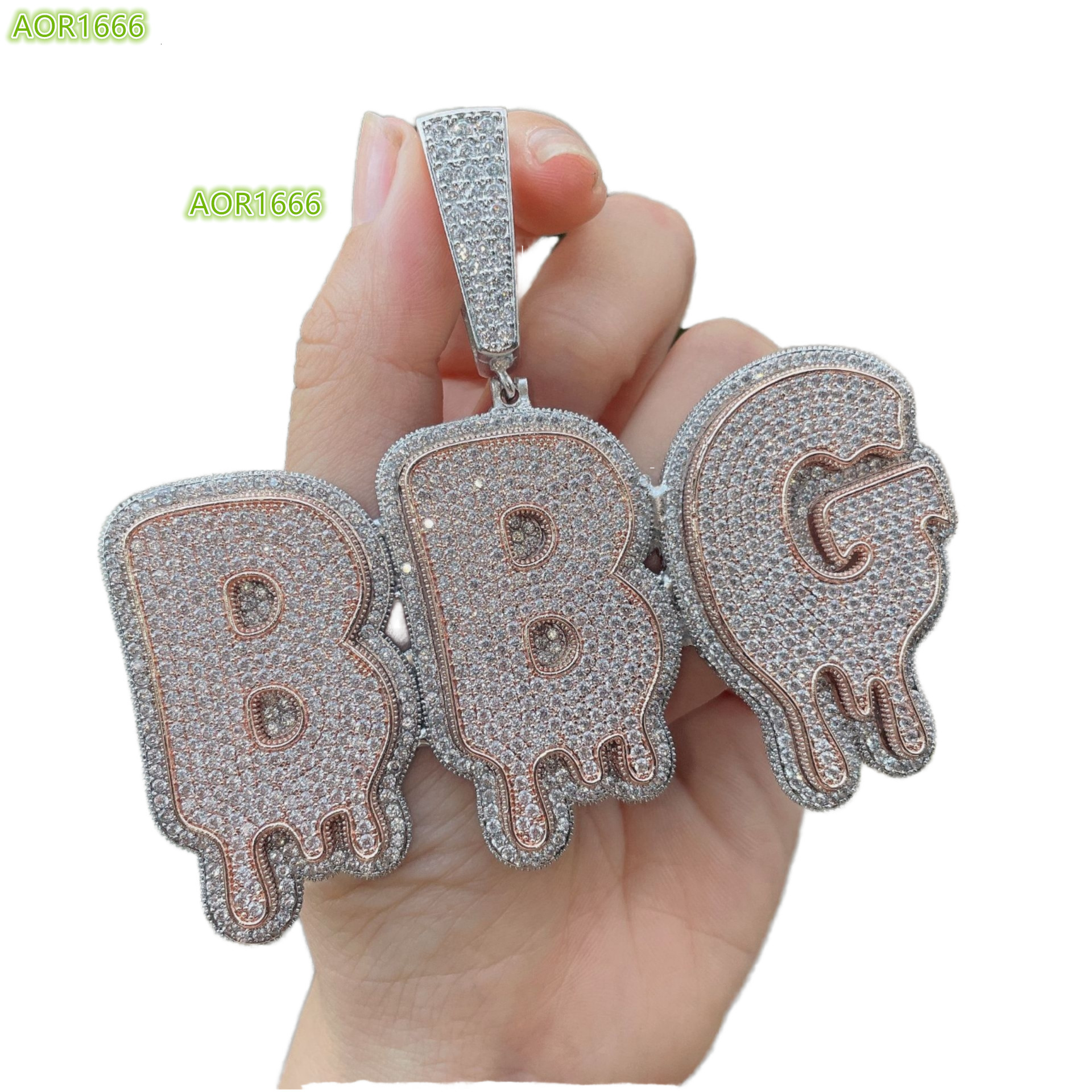 Creative hip-hop trend pendant 925 silver with rope chain pearl number shape diamond fashion gift