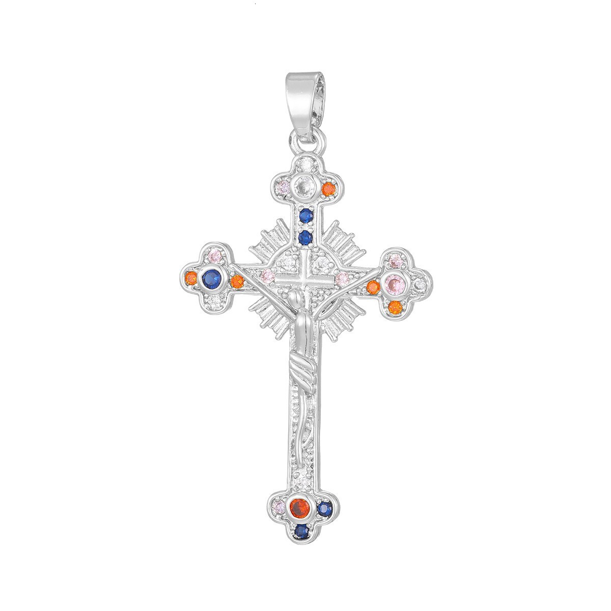 Free shipping designer jewelry New Zircon Cross Pendant Necklace European and American Trend Collarbone Chain Hip Hop Personality Neck Chain Jewelry W