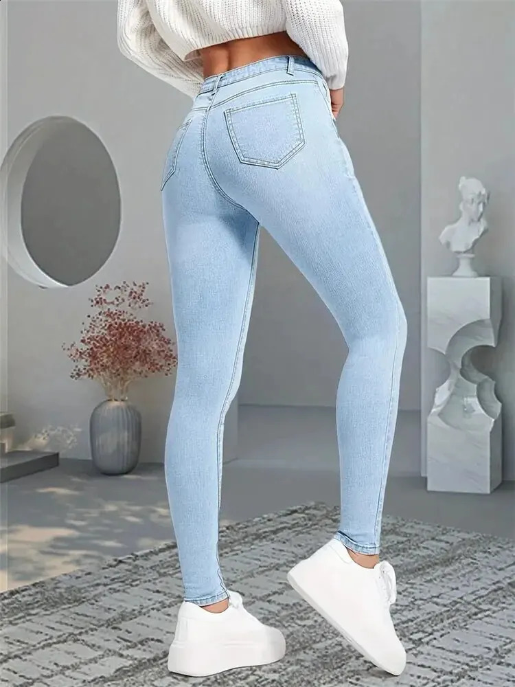 Women Stretch Skinny Jeans Lady Slim Fit Pencil Leggings Straight Leg Denim Pants Blue Gray Black Sexy Long Trousers Z260313