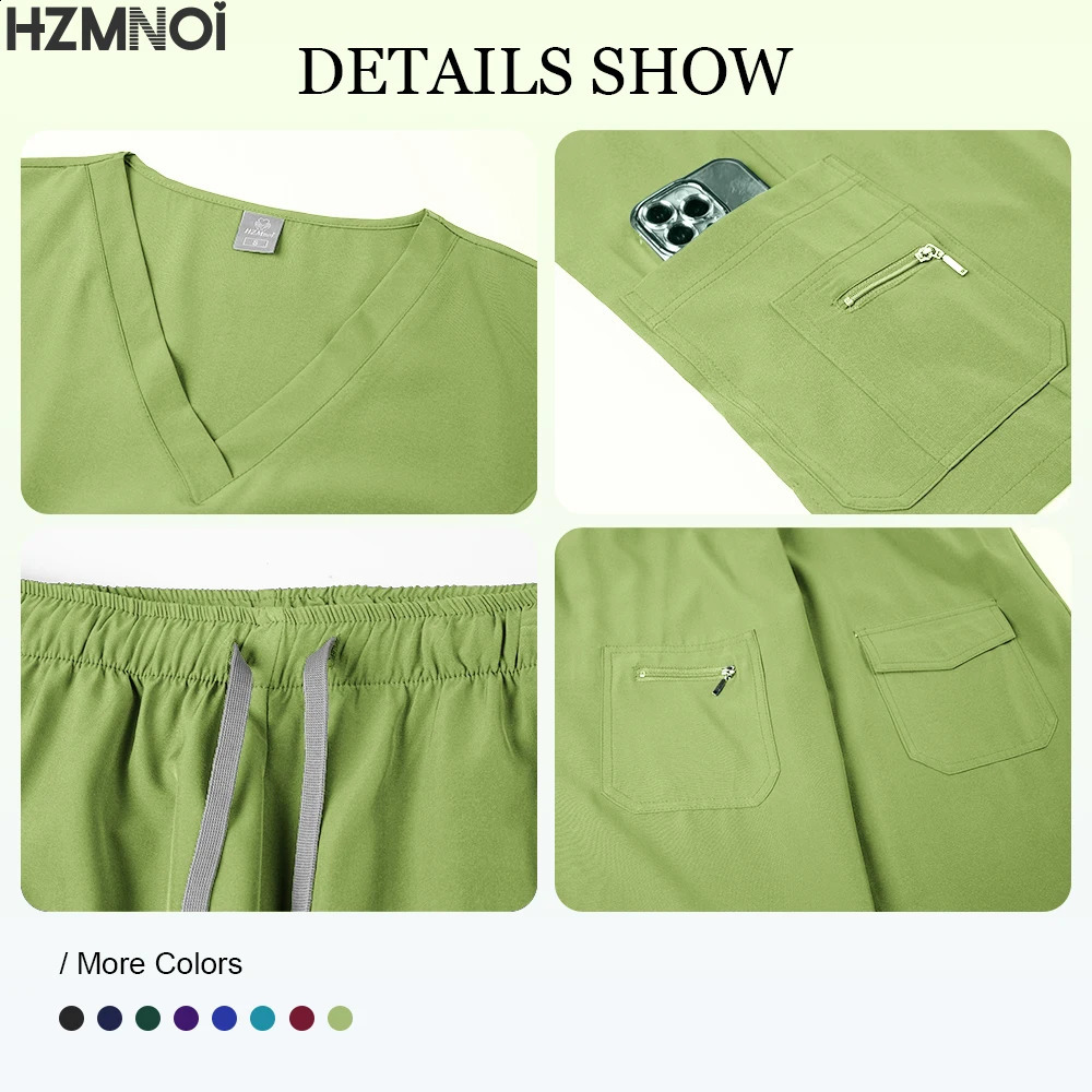 Nurse Uniform Quick Dry Pet Grooming Workwear Doctor Scrubs Sets Operating Room Gown Short Sleeve Elastic Pants 250823