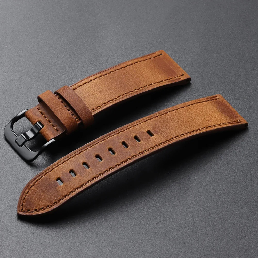 Calfskin Genuine Leather Watchbands Black Blue Watch Band 18mm 20mm 22mm 24mm Smartwatch Strap Dark Brown Watches Accessories 250819