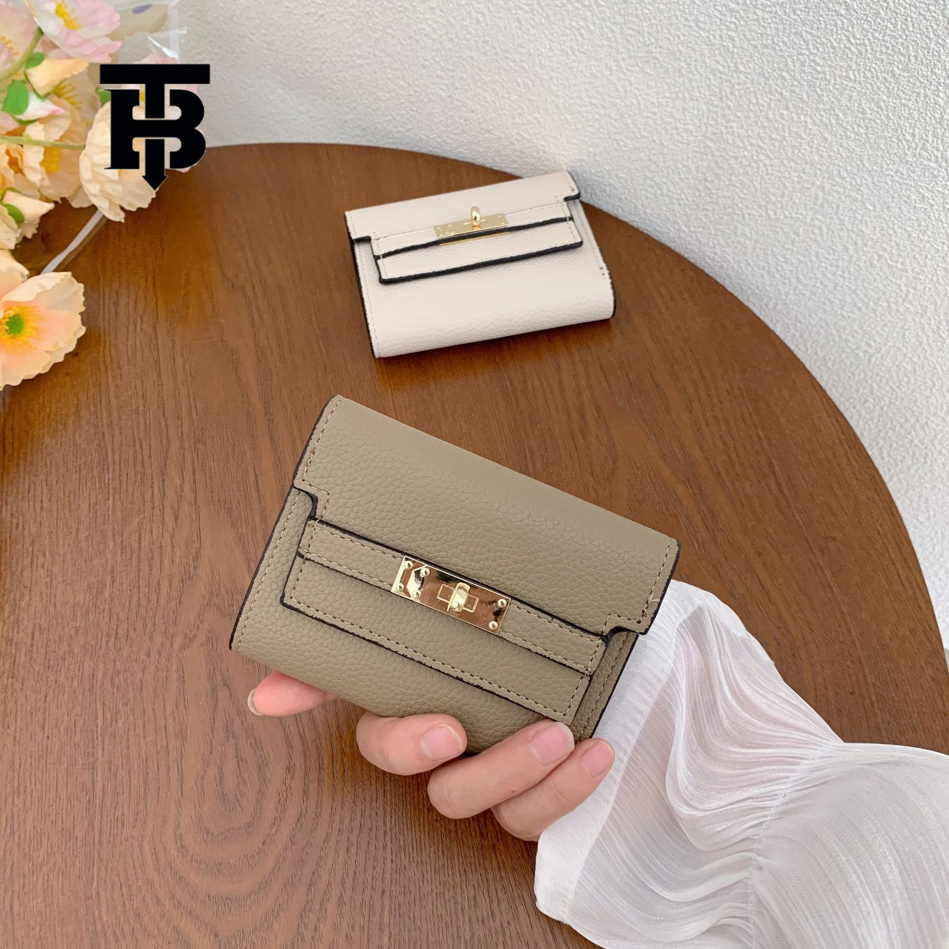 TB BHULAMTE Free Shipping Designer Luxury Women's Wallet Metal Buckle Folding Card Bag Fashion Short Handbag Coin Bag