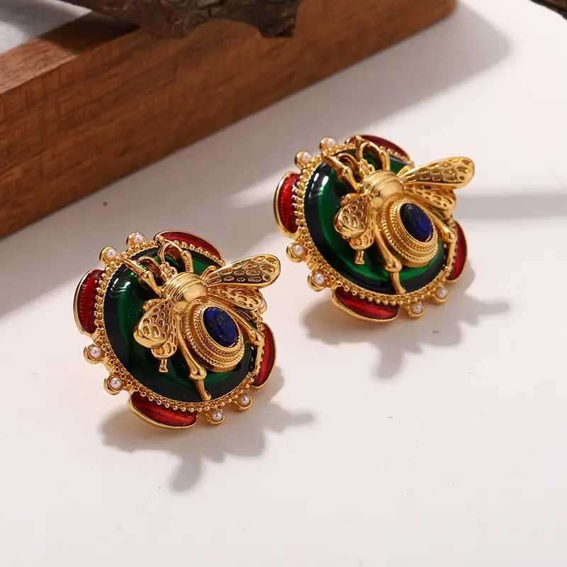 collections Chinese Style Enamel Earrings - Vintage Dangle Earrings with Lucky Motifs | New Asian Fashion Boho Ethnic Jewelry