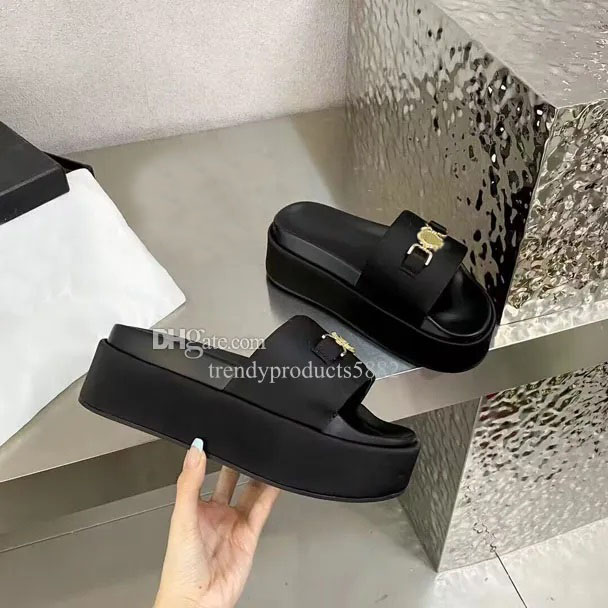 Women's designer shoes, slippers, casual fashion, summer early spring thick sole plaid pattern, wear-resistant, high-quality silk slippers 35-43