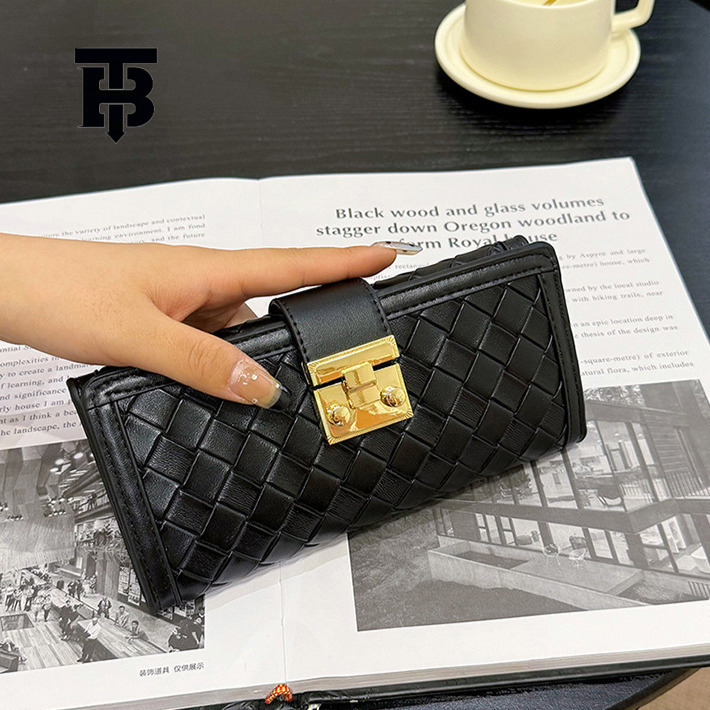 TB BHULAMTE Free Shipping Designer Luxury Women's Wallet Classic Short Woven Card Holder Fashionable Luxury Buckle Fold Long Handbag Coin Bag