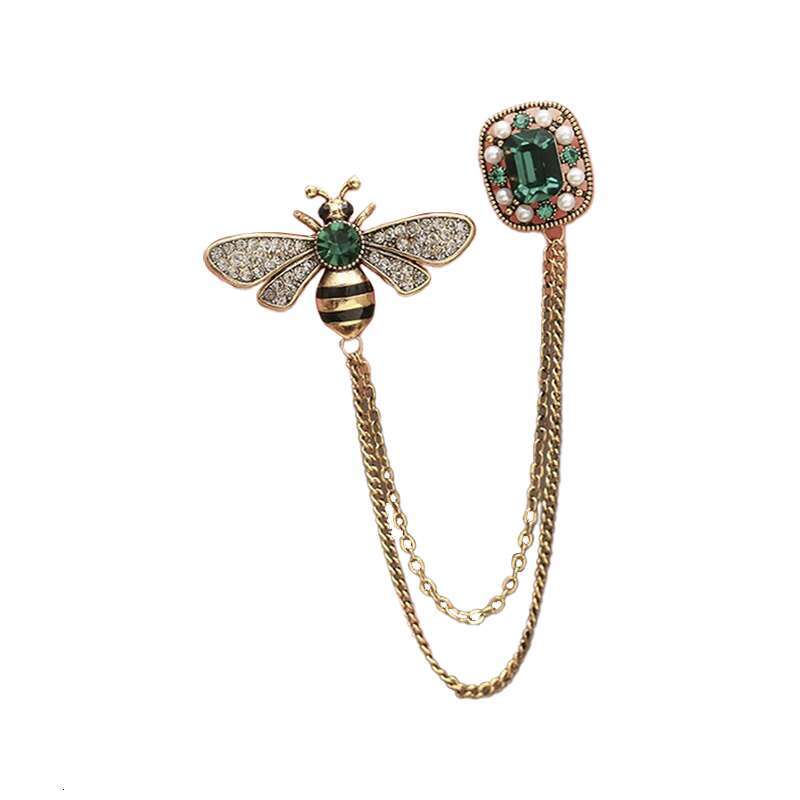 Pins, Brooches Bridegroom Rhinestone Chain Lapel Pin Badge Crystal Tassel Brooch Suit Jewelry Luxury accessories