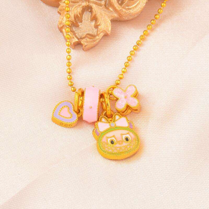 luxury jewelry Necklace High Color Retention Sand Gold Jewelry Ancient Blue Enamel Lucky Bowknot Pendant