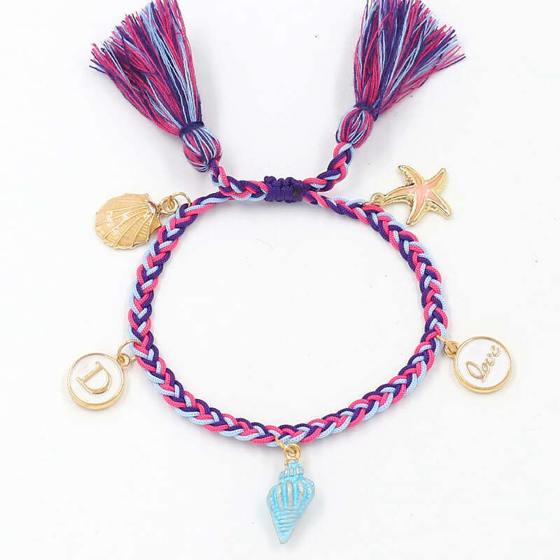 Woven Letter Pendant Bracelets with star Man Jewelry Charm Bracelet As Christmas Gift Hand woven anklets for beach leisure
