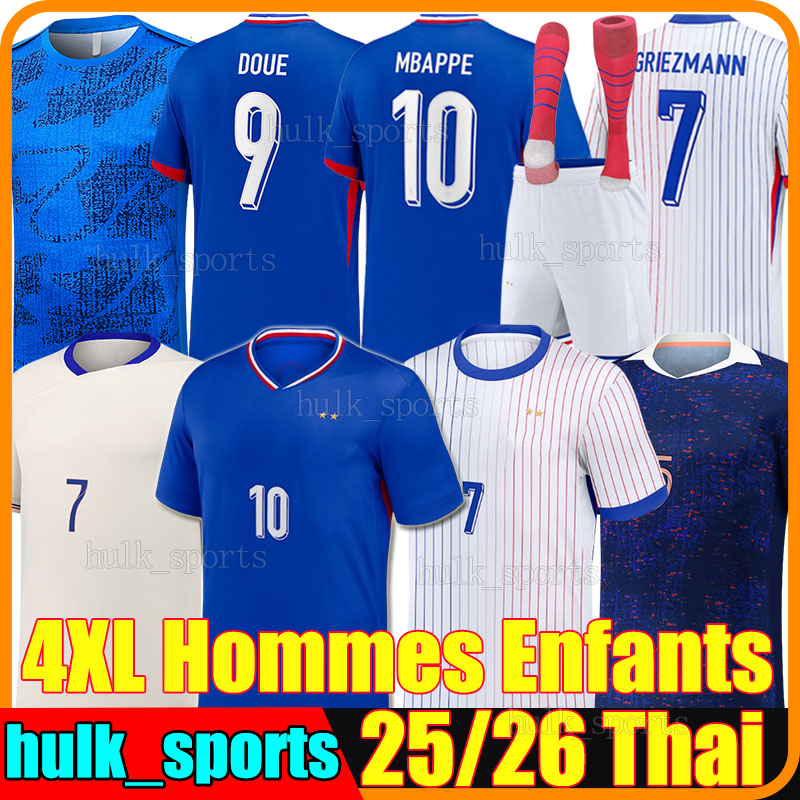 4XL 24/25/26 French club MBAPPE DOUE soccer jerseys 2025 GRIEZMANN DEMBELE BARCOLA KOLO MUANI OLISE RABIO GUENDOUZI men kids kits socks sets Maillots de football shirt