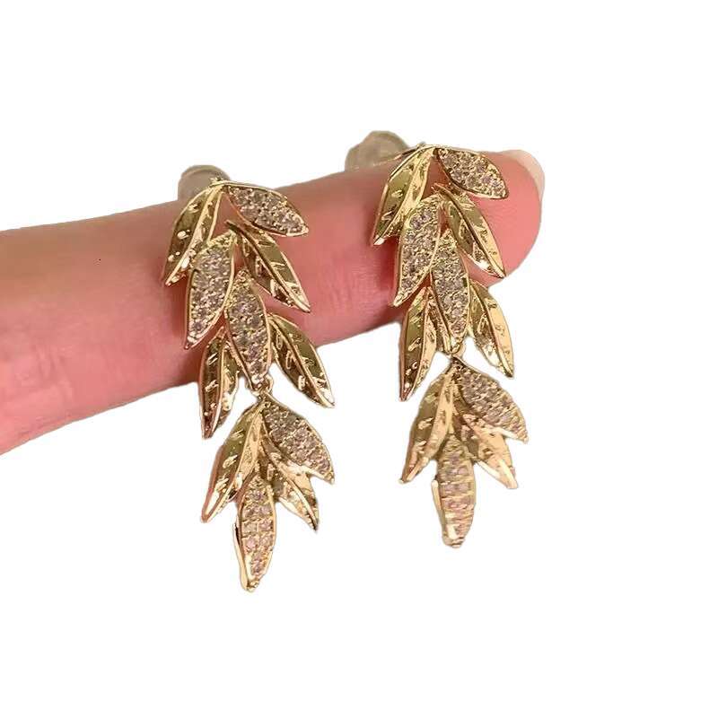 luxury earrings Dangle Earrings Golden Stainless Steel Simple Leaf Women's Drop Punk Vintage Suitable For Parties Gift
