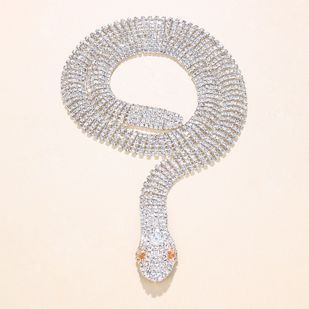 Free shipping designer jewelry Accessories Fashion Sexy Full Diamond Snake Necklace Unique Exaggerated Hip Hop Choker