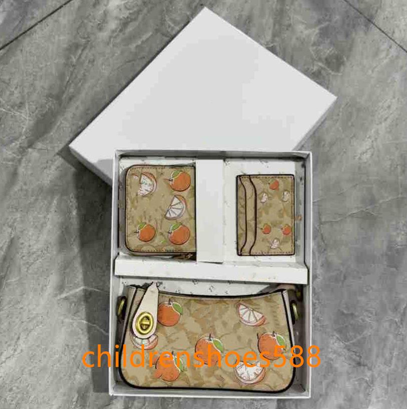 Wholesale and retail Designer (bag + wallet + card case) Cherry bag Wallet Underarm Bag Combination Set Print Embossed Classic Crossbody Bag k93