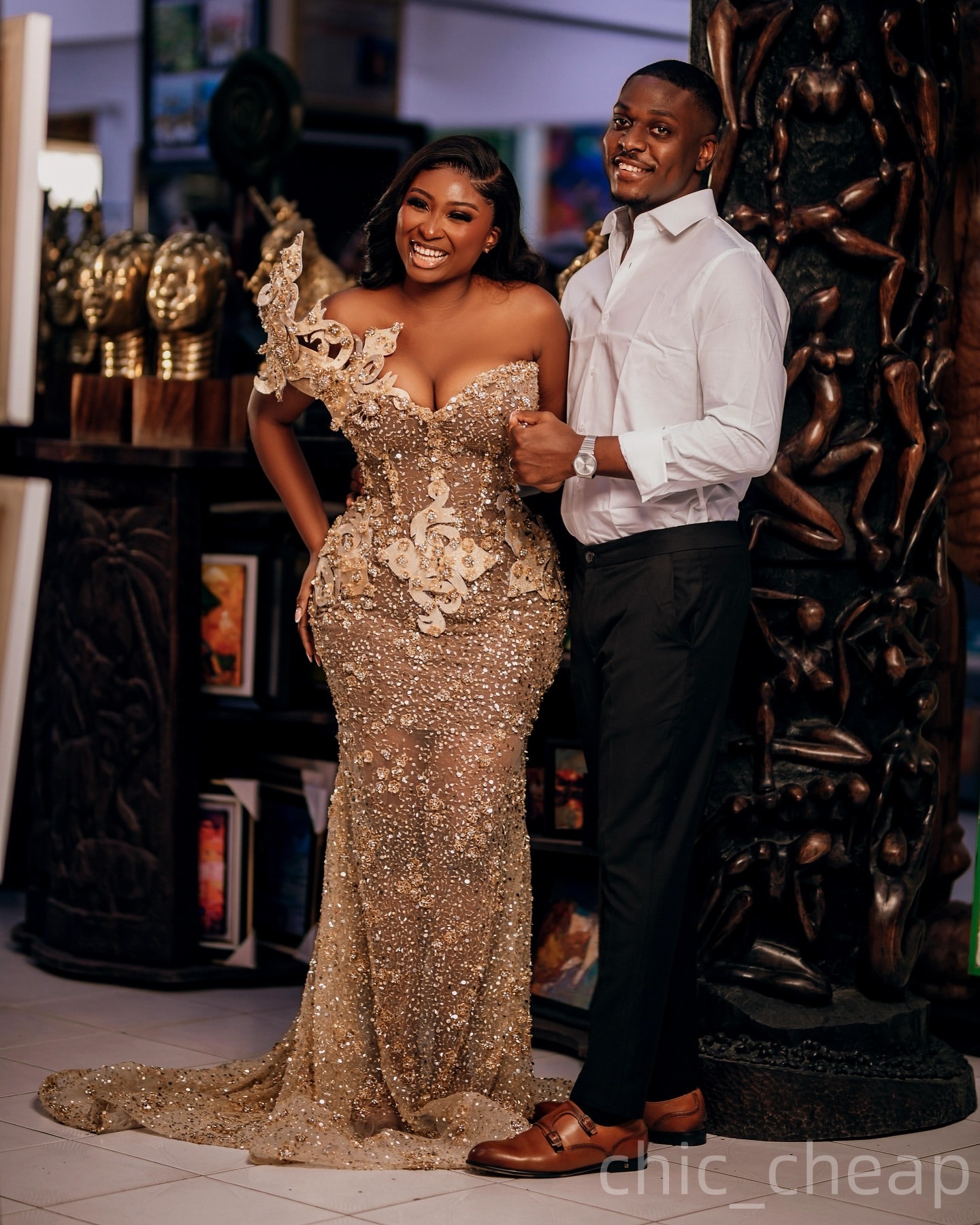 Mermaid Gold Prom Dresses 2025 Crystals Illusion Beaded Appliques Evening Formal Party Second Birthday Engagement Gowns Plus Size Dress For Special Oc