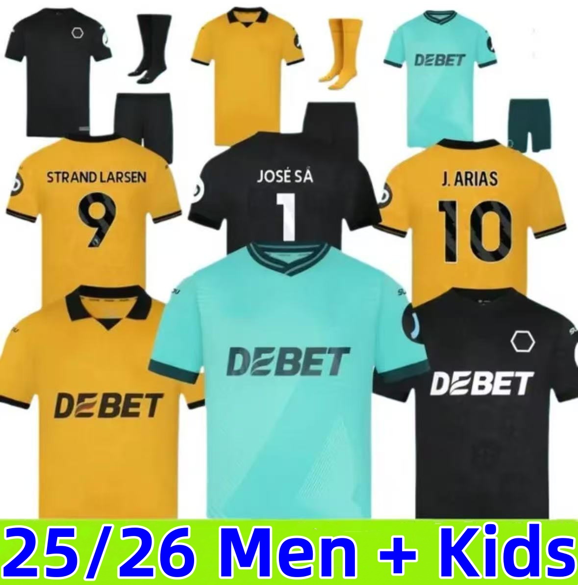 25 26 WoLvErHaMpToNes WoLvEs 70th Soccer Jerseys CUNHA STRAND LARSEN GUEDES MUNETSI SARABIA BELLEGARDE DOYLE ANDRE HEE CHAN DAWSON Men Kids Kits Football Shirts
