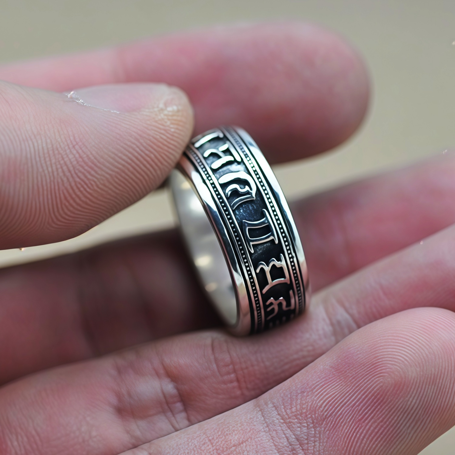 Religious God Allah Faith Great Prophet Ethnic Style Band Ring Symbolizing Good Wishes Ring for Men Women 925 Sterling Silver Adjustable Lucky Band Ri