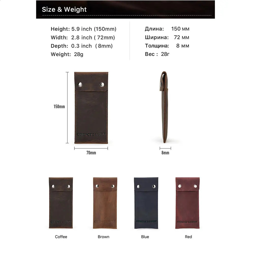 CONTACTS FAMILY Vintage Genuine Leather Watch Storage Organizer Protective Bag with Cover Travel Portable Leather Watch Pouch 250818