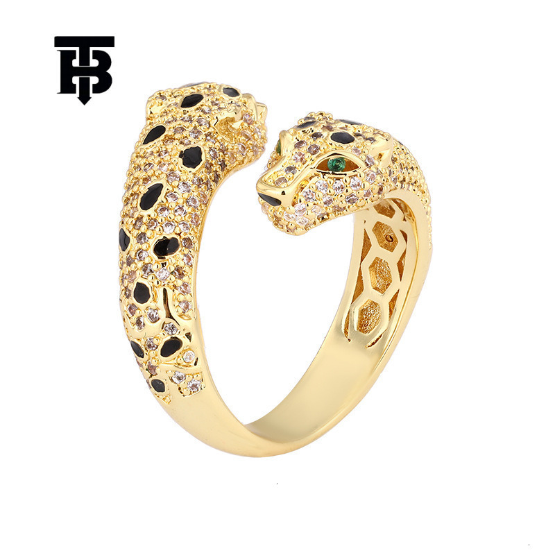 TB BHULAMTE New Luxury Jewelry European And American Retro Leopard Pattern Ring Fashion Designer Personalized Diamond Inlaid Women's Accessories 