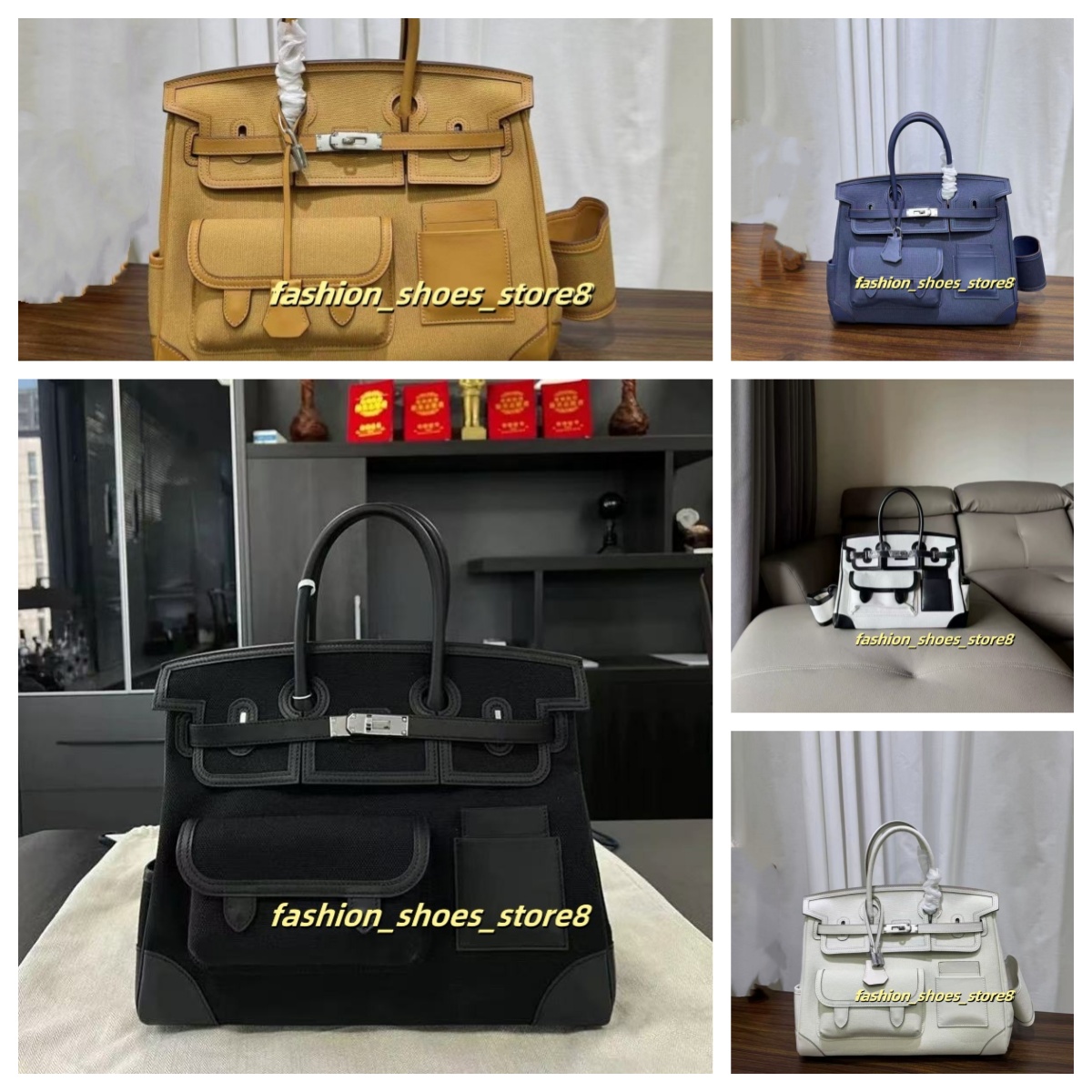 Luxury Totes Bags Cargo 35CM Canvas Handbag Pocket Bag High-end Fashion Versatile Single Shoulder Crossbody Genuine Leather Womens Bag