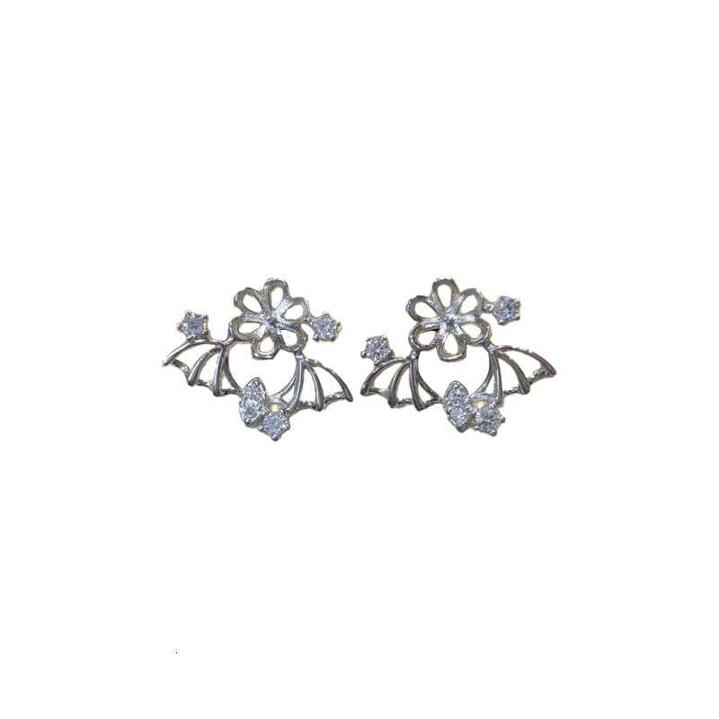pearl stud earrings Stud Earrings Woman mini Sier Plated double Letter Crystal Rhinestone Earring Jewelry