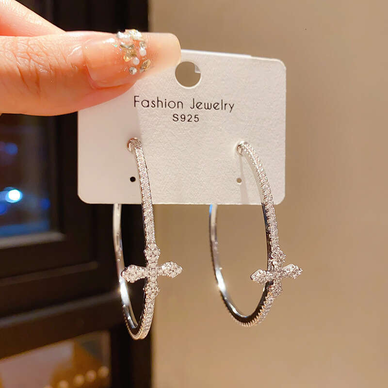 geometric circular cross ear rings Fashion Circle Women Hoop Earrings Exaggerated Ear Loop Smooth Round Earring Party Jewelry