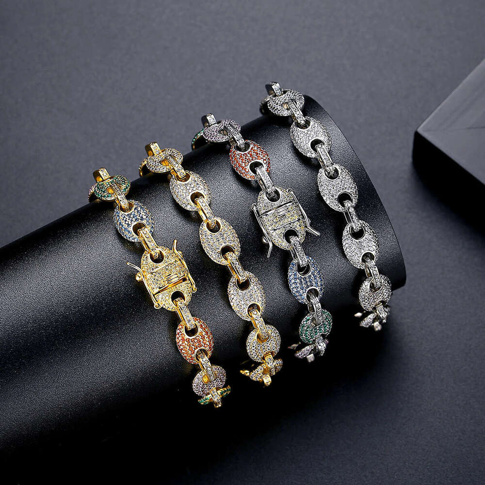 Gold Plated Fully Studded with Diamonds European and American Hip Hop Style Bracelet Unisex Cuban Chain Bracelet