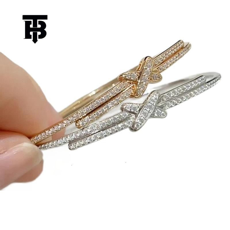 TB BHULAMTE New Four Leaf Clover Women's Cross Bracelet European And American Full Diamond High-end Fashion Accessory Free Shipping Luxury Temper