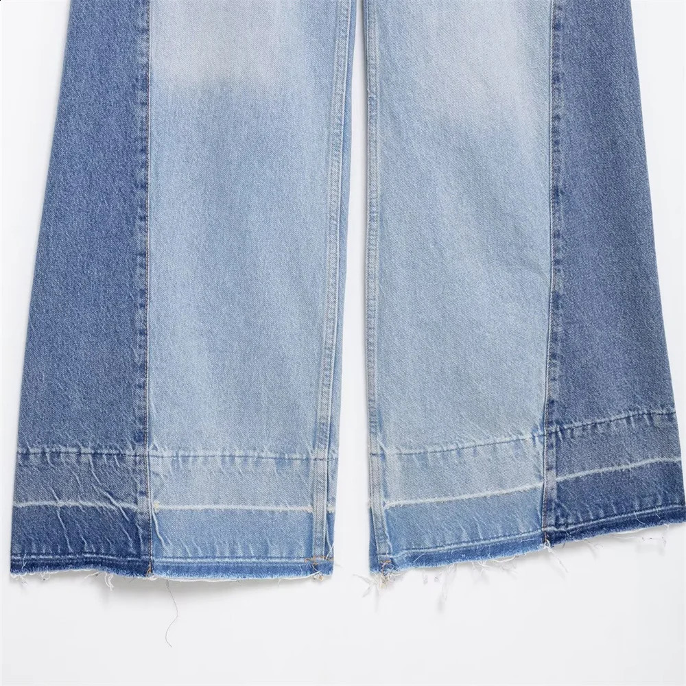 Womens Casual Elegant n with European and American Style Splicing Cotton High Waist Wide Leg Jeans Z260313