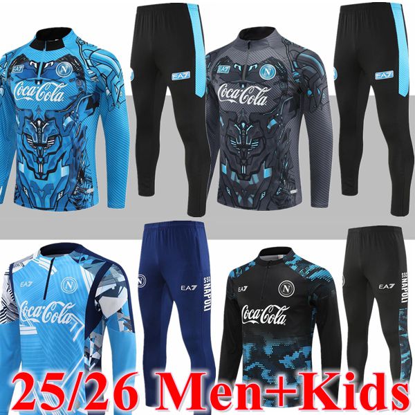 2025 2026 half zipper AE7 Napoli kids adult tracksuit jacket soccer jersey 25 26 Mitoma tomiyasu tracksuit training Half pull long sleeve SSC NAPLE LONG zipper sets