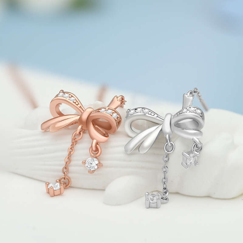 Bow necklace luxury jewelry Butterfly Pendant Necklace for Women Zircon Drop Choker Dainty Bow Collarbone Chain