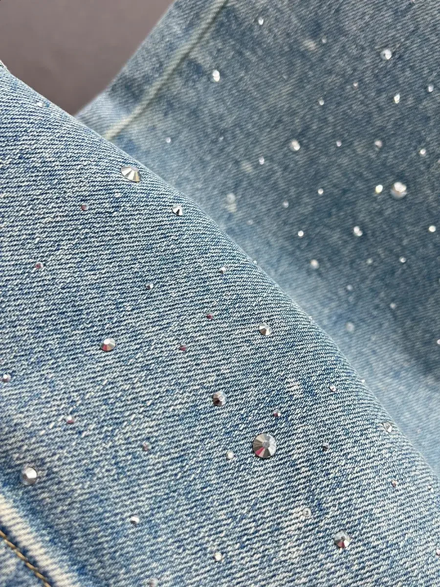 Rhinestone XINGX Pendant n High Waist Wash Jeans Womens Summer Loose Slimming and AllMatching StraightLeg Pants Z260313