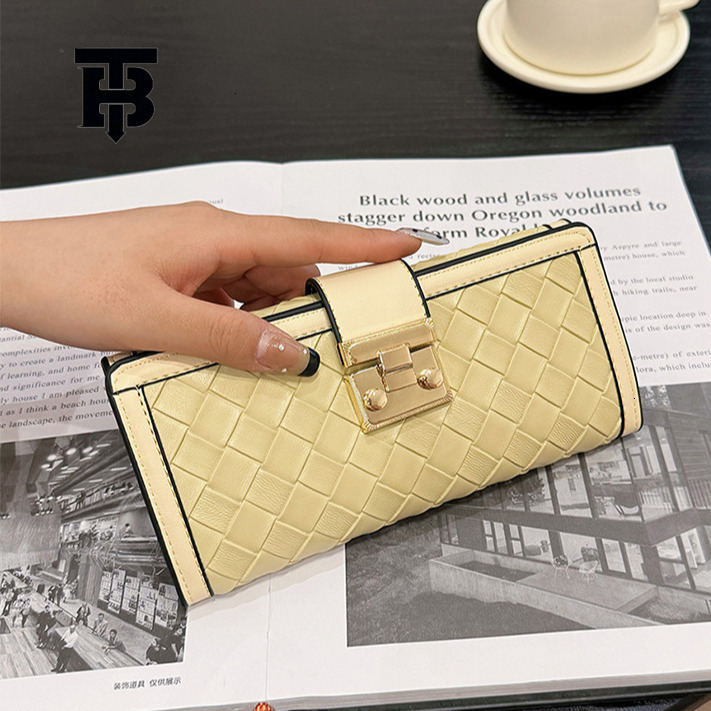TB BHULAMTE Free Shipping Designer Luxury Women's Wallet Classic Short Woven Card Holder Fashionable Luxury Buckle Fold Long Handbag Coin Bag