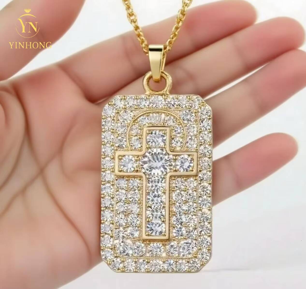 New Fashion 925 Silver Charm Necklace Custom Vvs Baguette Moissanite Mens Dollar Sign Pendant With Certificate