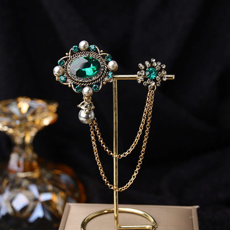 Pins, Brooches Bridegroom Rhinestone Chain Lapel Pin Badge Crystal Tassel Brooch Suit Jewelry Luxury accessories