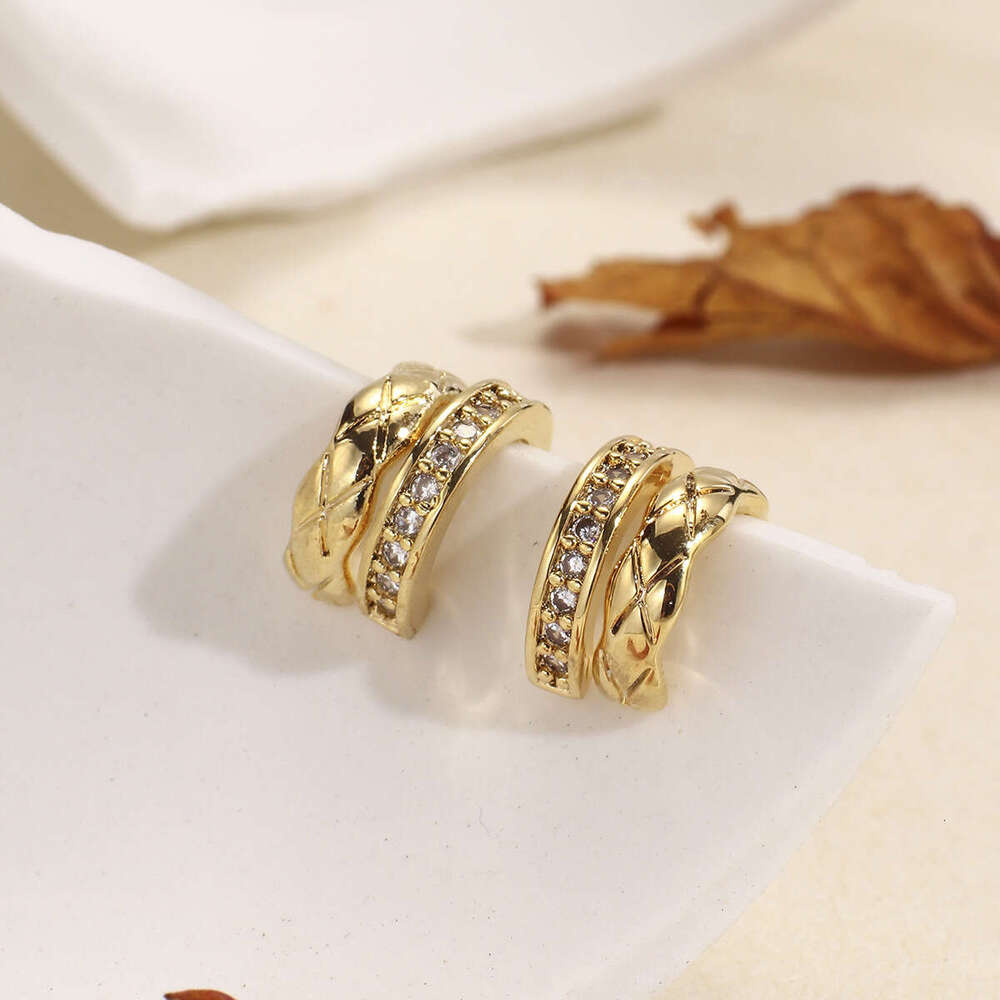 Earrings Women 925 Sterling Silver Hoop Stud Fashion Gold Color Women Party Weddings Jewelry