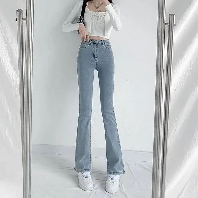 Spring Slimming HighWaisted Jeans Womens Micro Flared Blue Pear Shaped Wide Leg Pants Fashionable Trendy Z260313