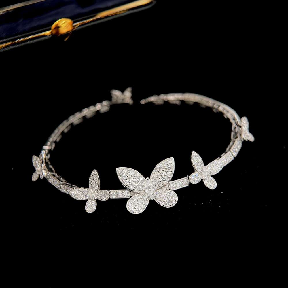 wedding Bracelets Luxury Jewelry 18K White Rose Gold Fill Pave White Sapphire CZ Diamond Party Gemstones Women Open Adjustable Bangle