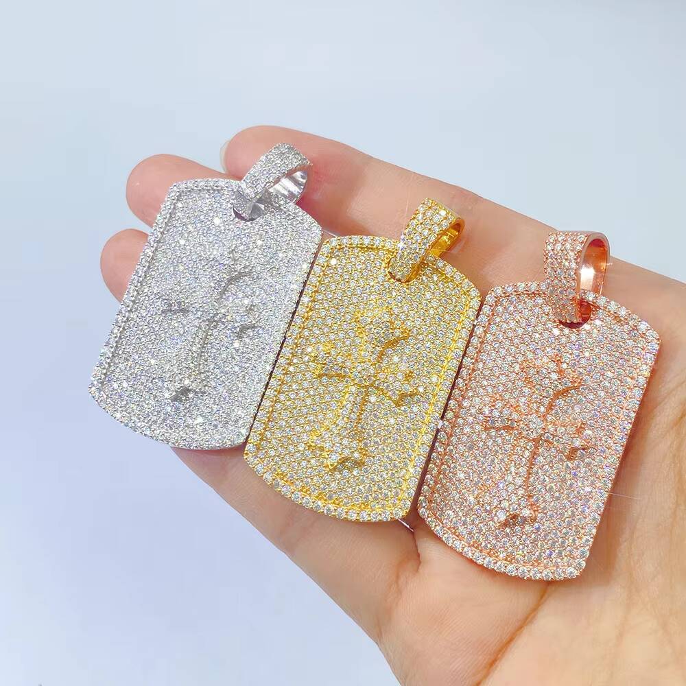 2023 New Design Gold Plated Sterling Silver Jewelry Moissanite Nameplate Pendant