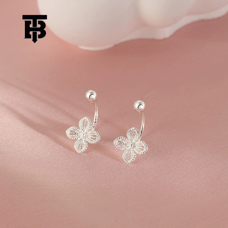 TB BHULAMTE Fresh Floral Earrings for Women, designer High-end Spiral Back Hanging Studs, Elegant Hollow Small Flower Ear Accessories, 2025 New Model Free shipping