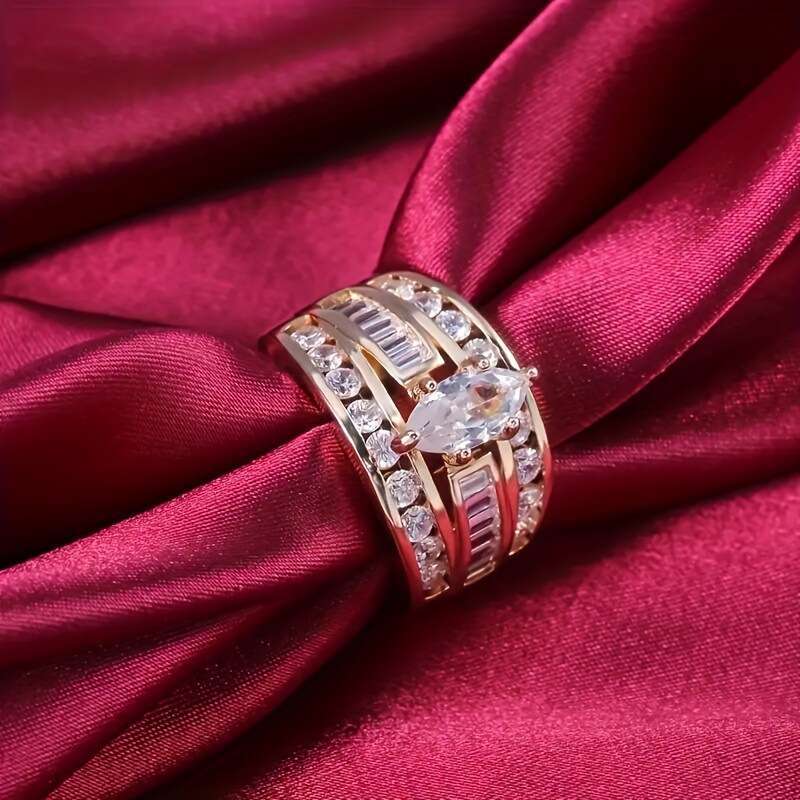 lady's ring set with zircon ring jewelry woman classic accessories White Gold Wedding high quality ring diamond ring consecutive rings engagement