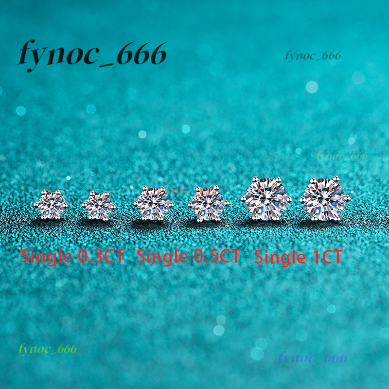 Wholesale Luxury Fine 925 Sterling Silver Jewelry Classic Stud Earrings Lab Grown Diamonds 1CT6CT Moissanite Earrings for Women