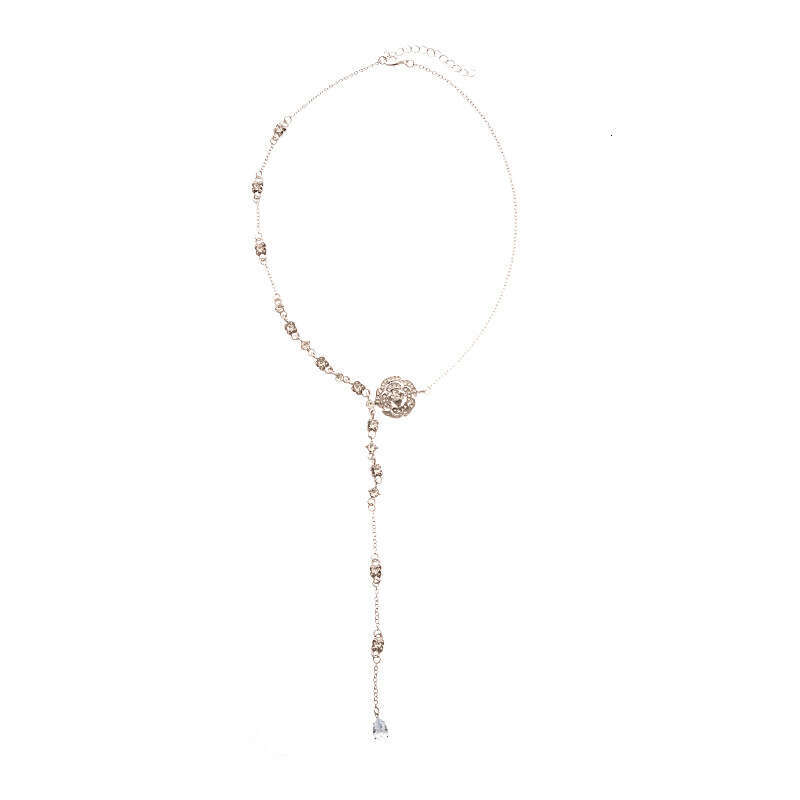 Womens Long water drop sweater chain Chain Pendant Necklace Flower Necklace Womens Long Winter Sweater Chain Accessories