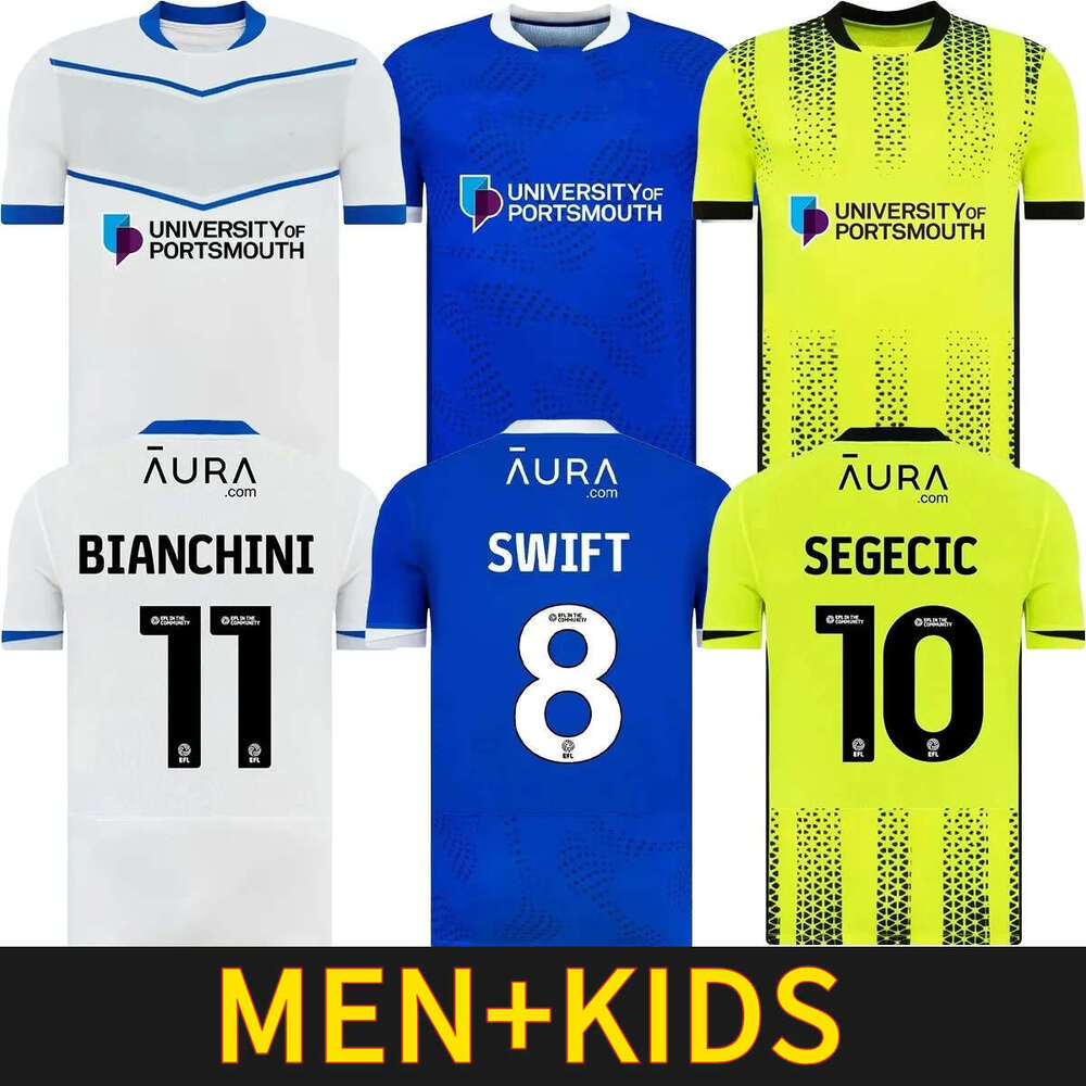 25 26 Portsmouth Jerseys 2025 2026 Home AWAY 3rd SAYDEE 15 BISHOP 9 YENGI 10 Football Shirt Maillots Adult Camesita De Futol Men Kid Soccer Kits