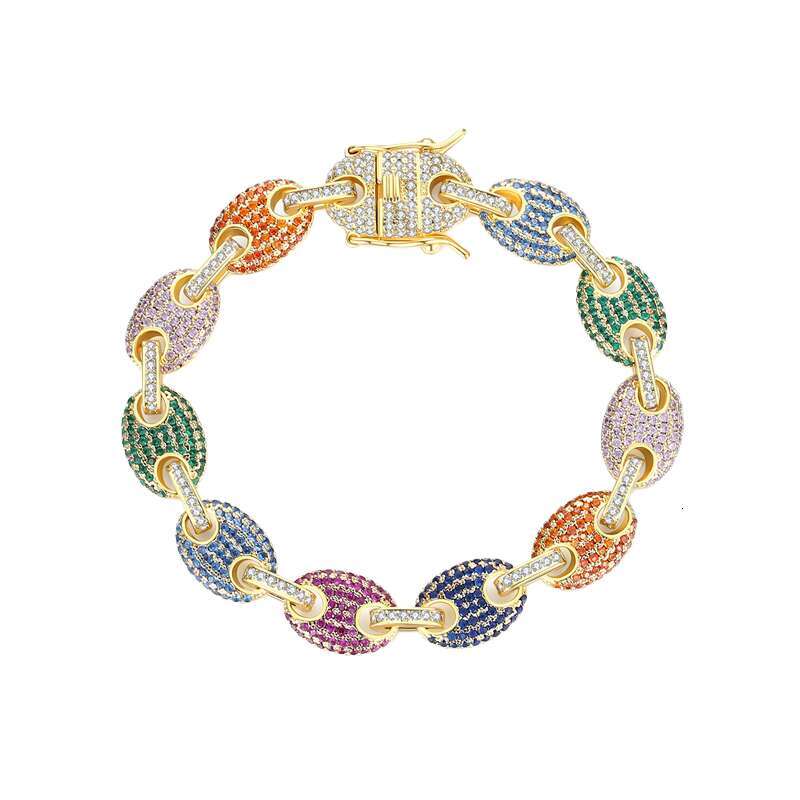 Gold Plated Fully Studded with Diamonds European and American Hip Hop Style Bracelet Unisex Cuban Chain Bracelet