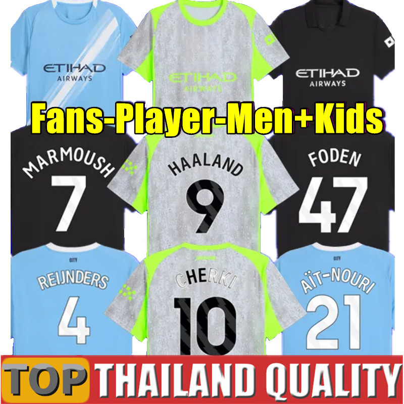 25 26 HAALAND soccer jerseys FODEN MARMOUSH DOKU Cherki KOVACIC GVARDIOL DE BRUYNE DE BRUYNE Reijnders football shirt men kids kit sets goalkeeper long sleeves